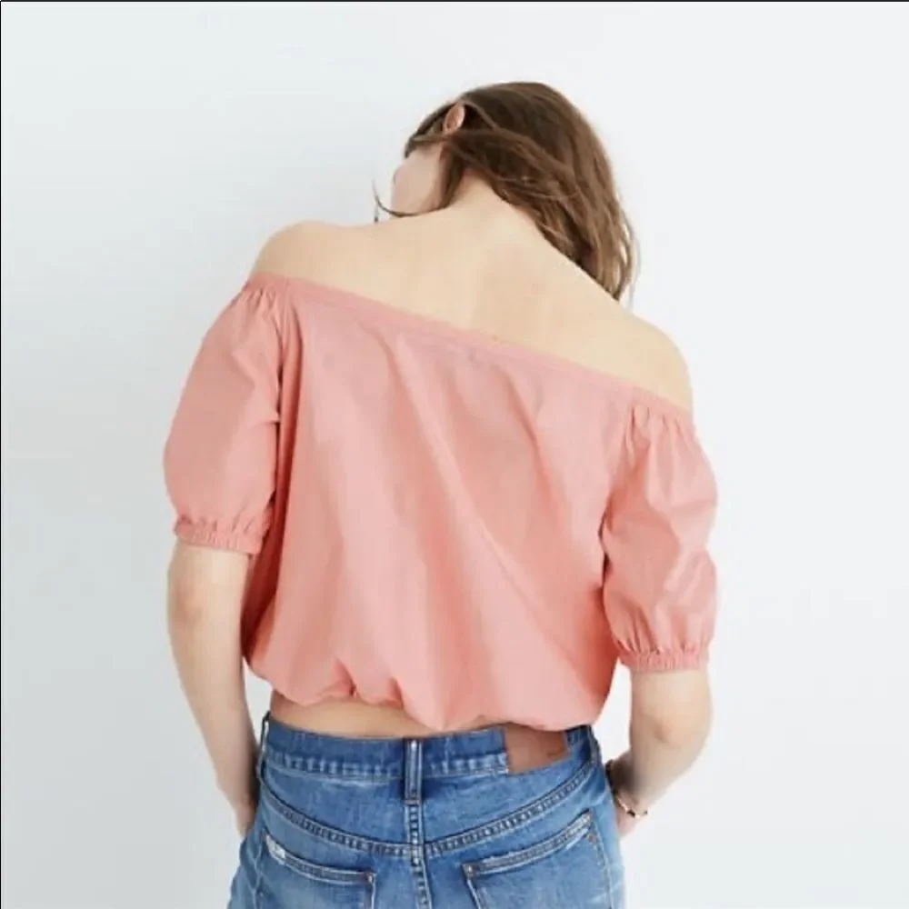 MADEWELL | Off the Shoulder Bubble Top Pink Small